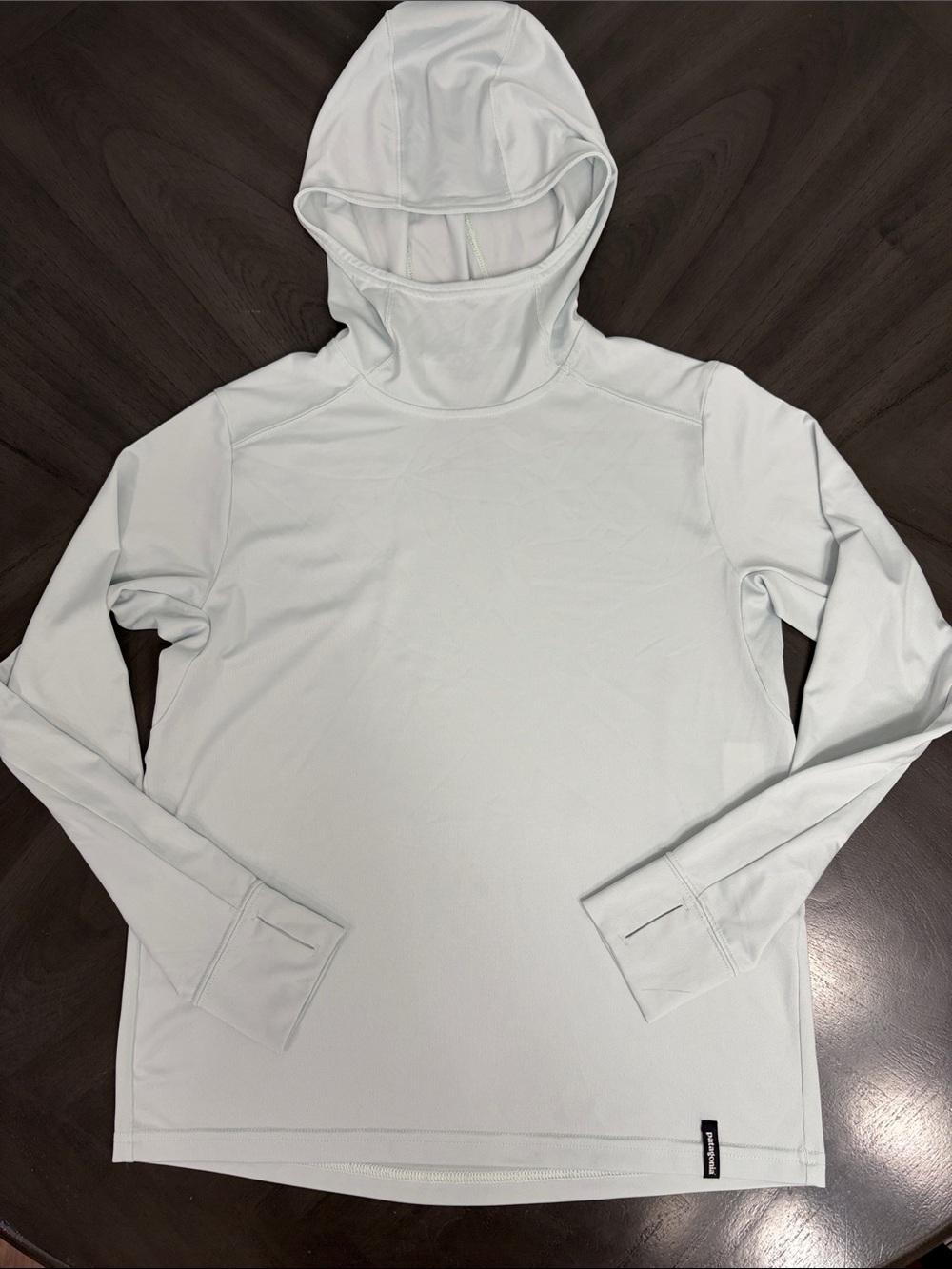 Patagonia Light Gray Hooded Long-Sleeve Performance Top